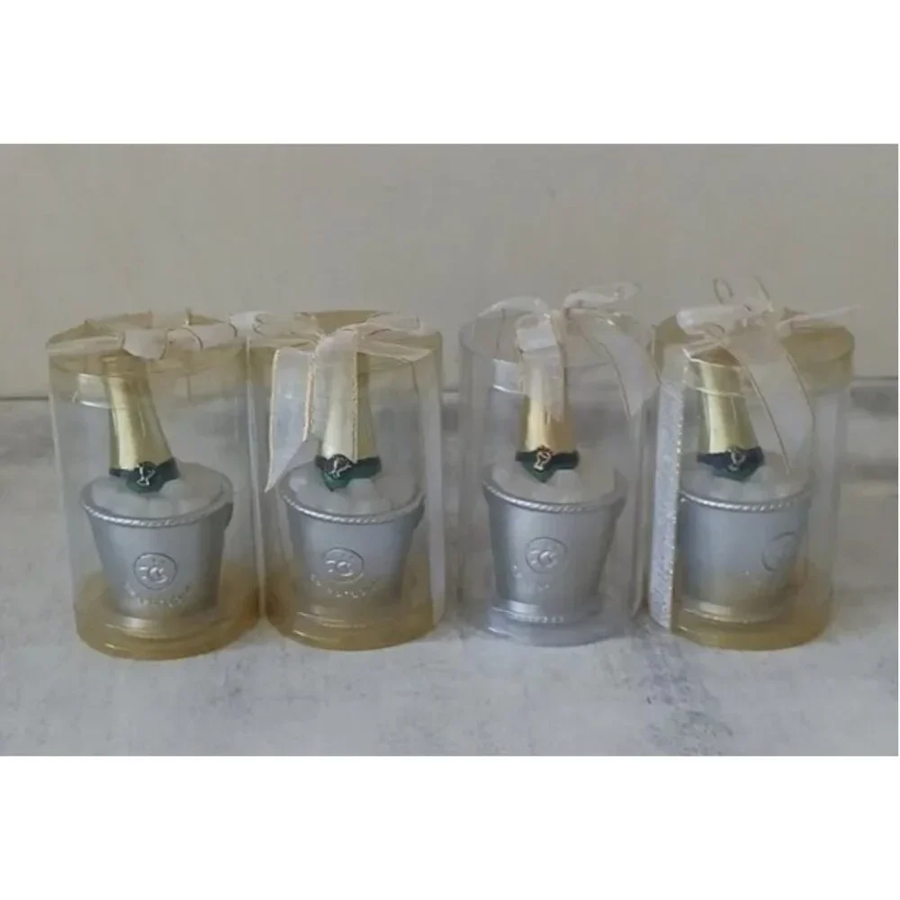 Candles Set of 4 pc Champagne Bottle in Ice Bucket Minis NEW